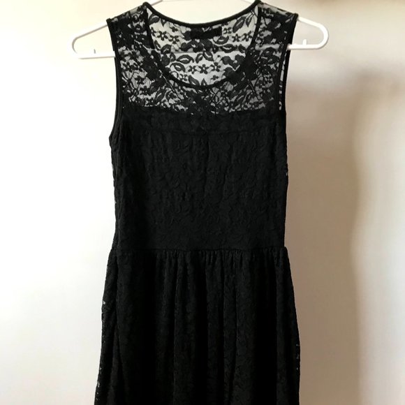 Garage Black Laced Sleeveless Mesh Dress with Black Coloured Inner Lining - Picture 2 of 3